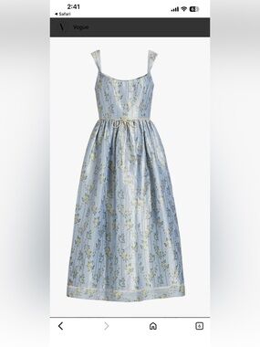NWOT Markarian Apple Light Blue Floral Silk Brocade Midi Dress Sz 8